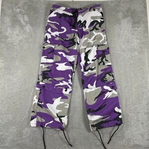 Rothco Cargo Pants Womens Medium Purple Camo Drawstring Y2K Baggy Streetwear